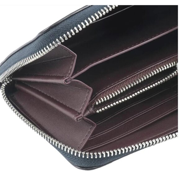 Coach Long Zip Around Wallet Blue Denim Signature Canvas Phone Wristlet C4452 - Picture 11 of 13